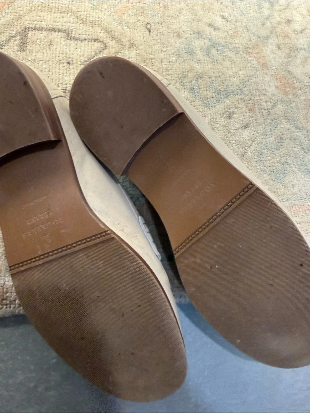 Sézane Two-Tone Cream and White Leather Penny Loafers